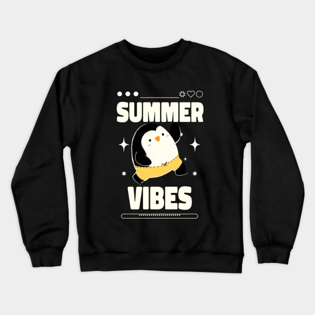 Summer Vibes Cute Penguin Crewneck Sweatshirt by Mrkedi